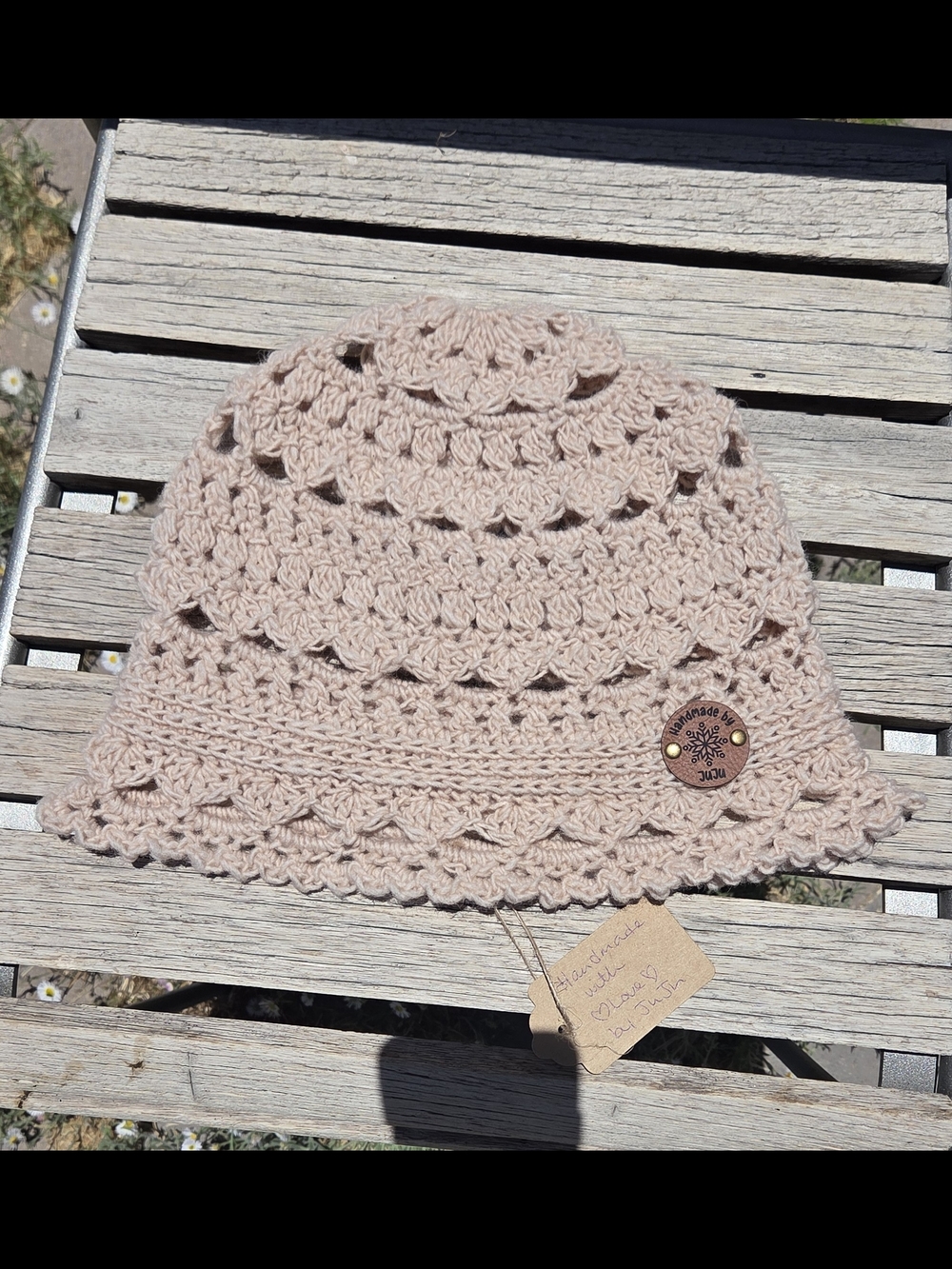 Artisan Handmade Lightweight Virgin Wool Blend Lacey Crochet Boho Cloche Hat